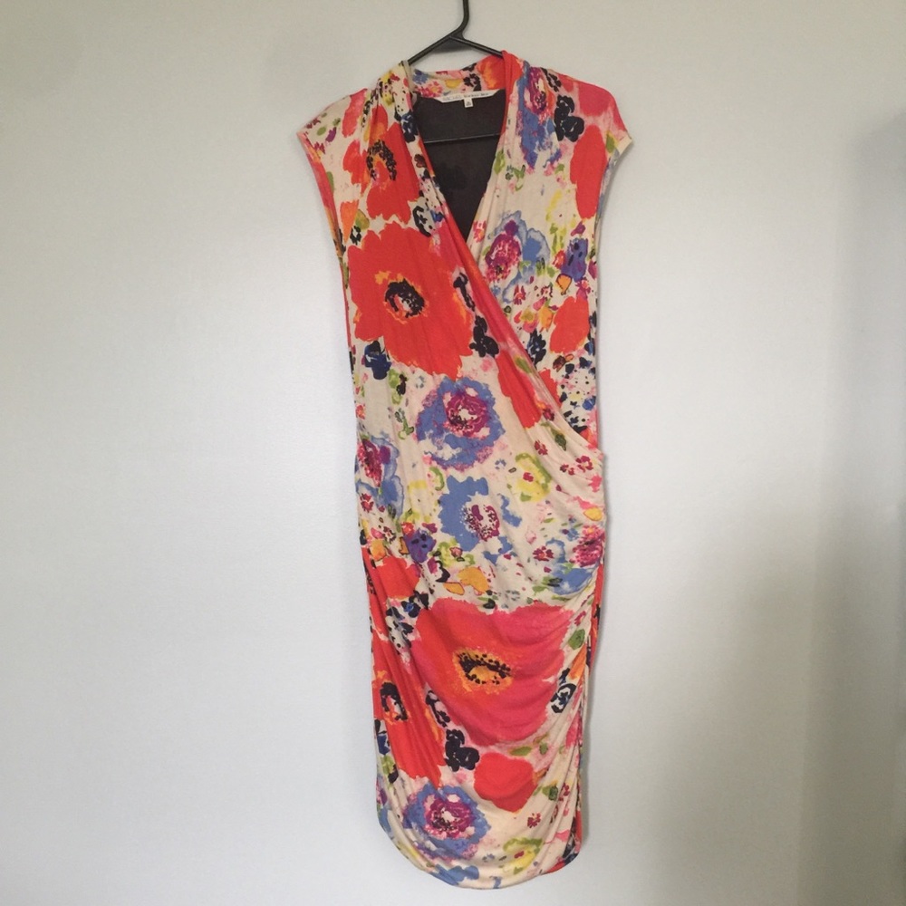 Rachel Roy Poppy floral print cap sleeve dress M